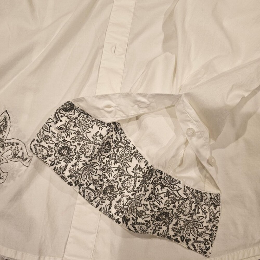 Buffalo David Bitton Mens White Button-Up Shirt M/M Cotton Blend Embroidered Det - Picture 9 of 9